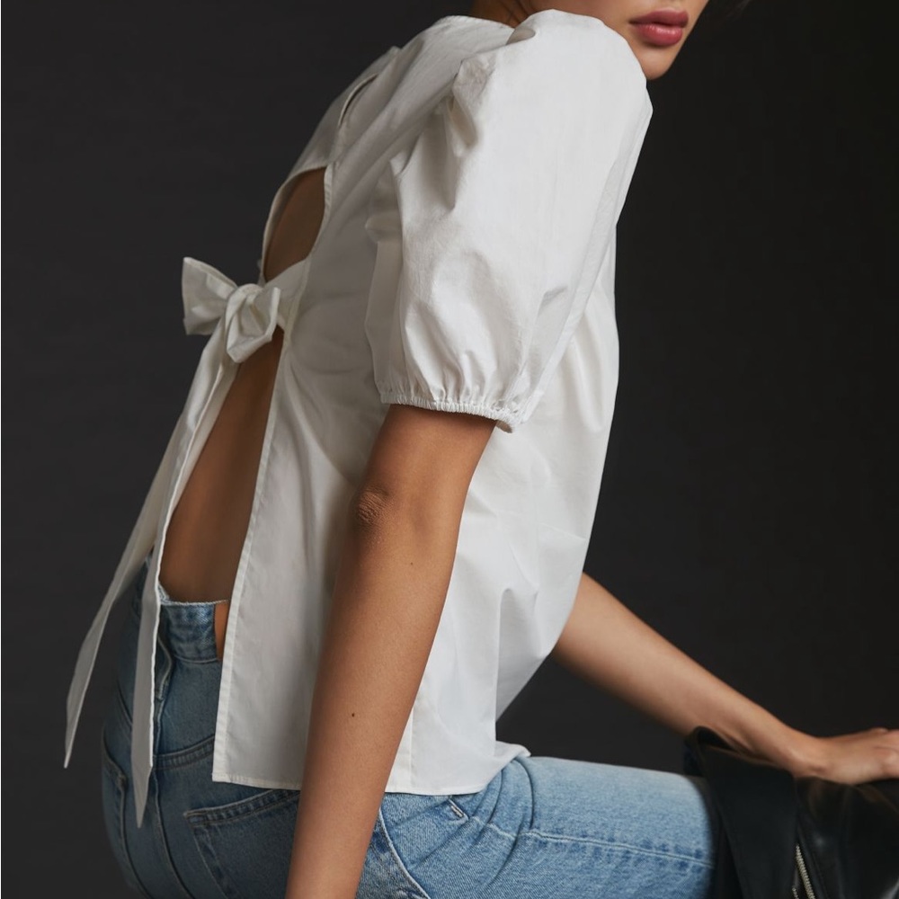 Anthropologie English Factory white top sz L NWT